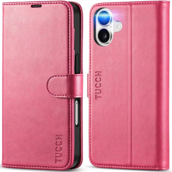 Wallet Case for iPhone 16, Kickstand PU Leather Magnetic Protective Flip Cover - Picture 1 of 12